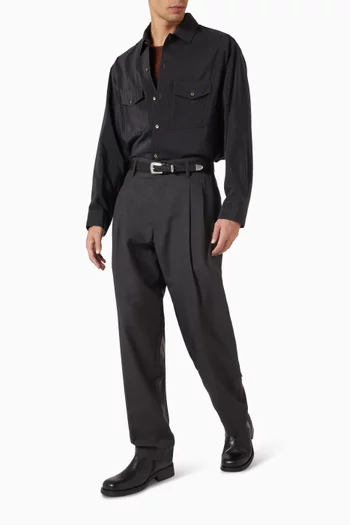 Convertible Collar Shirt in Silk-blend