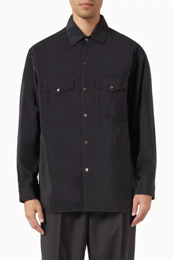 Convertible Collar Shirt in Silk-blend