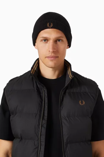 Waffle-knit Beanie in Cotton Blend