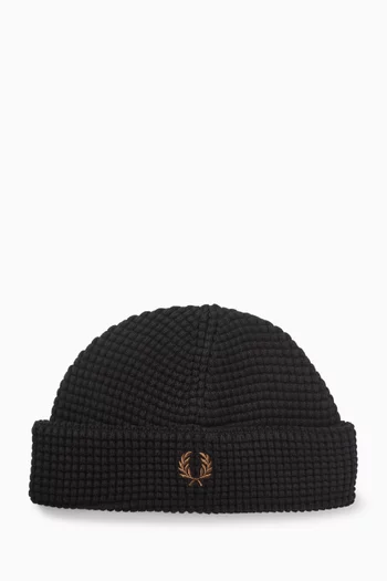 Waffle-knit Beanie in Cotton Blend