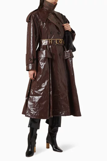 Riding Belted Coat in Coated-linen
