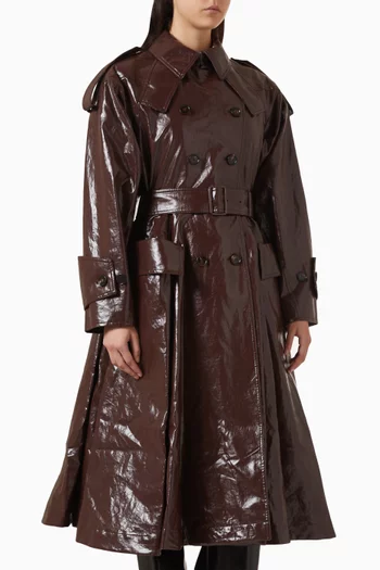 Riding Belted Coat in Coated-linen