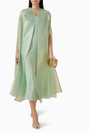 طقم فستان وكاب مطرز أورجانزا