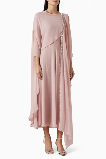 فستان بتصميم كاب مزين بتطريزات شيفون