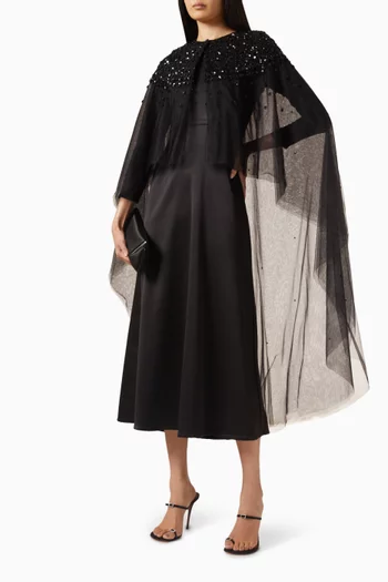 طقم فستان وكاب مطرز بالترتر