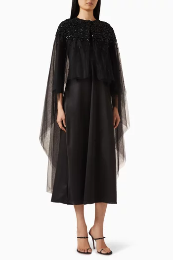 طقم فستان وكاب مطرز بالترتر