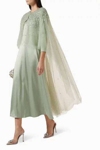 طقم فستان وكاب مطرز بالترتر