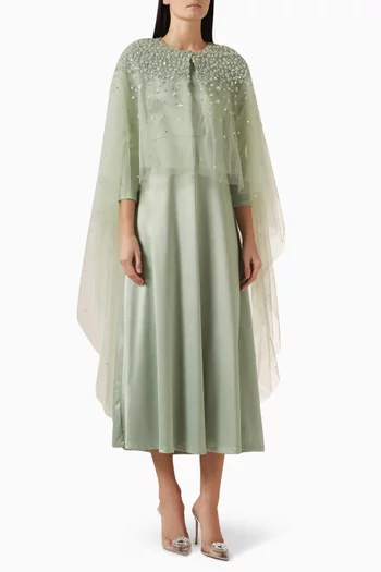 طقم فستان وكاب مطرز بالترتر