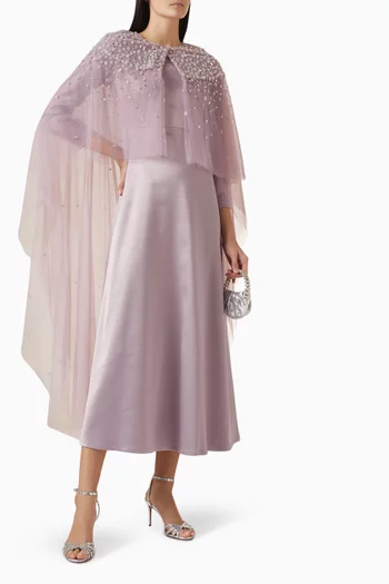 طقم فستان وكاب مطرز بالترتر