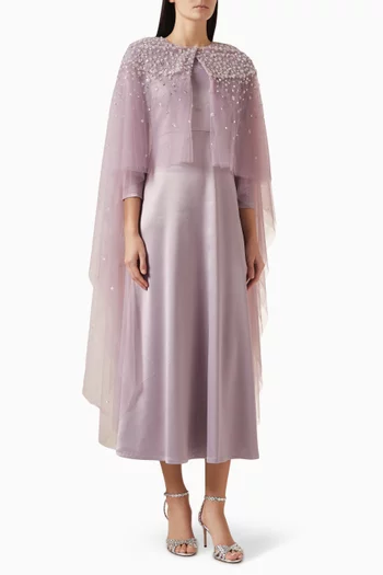 طقم فستان وكاب مطرز بالترتر