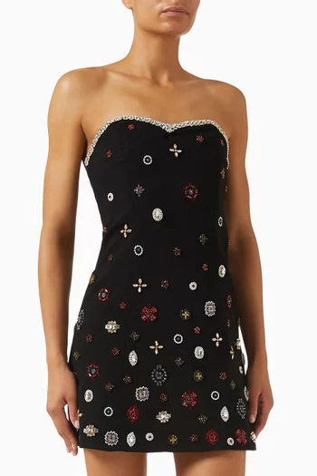 Iva Embellished Mini Dress in Satin Crepe