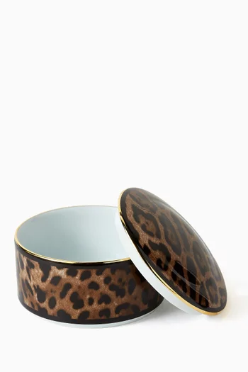 Leopardo Round Box in Porcelain