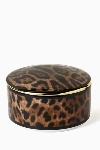 Leopardo Round Box in Porcelain