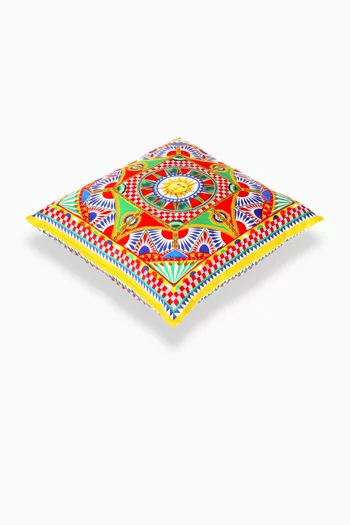 Small Carretto Siciliano Cushion in Duchess Cotton