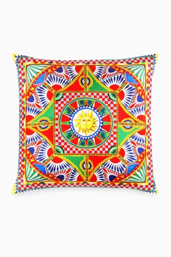 Small Carretto Siciliano Cushion in Duchess Cotton