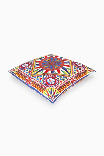 Large Carretto Siciliano Cushion in Canvas, 75 x 75cm