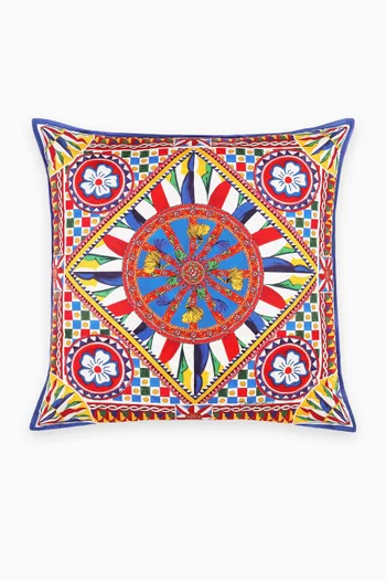 Large Carretto Siciliano Cushion in Canvas, 75 x 75cm