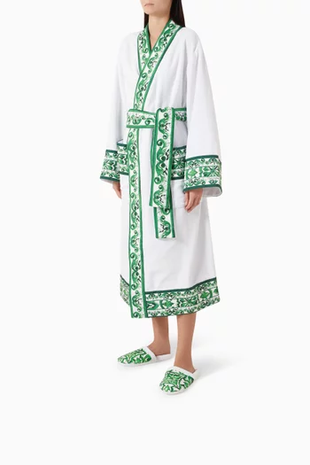 Maiolica-print Slippers in Cotton-terry