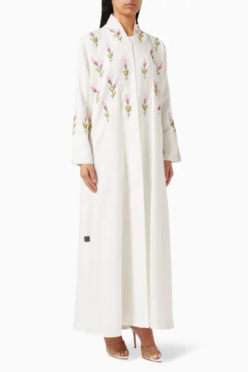 طقم عباية مطرزة بالخيوط كتان، قطعتين