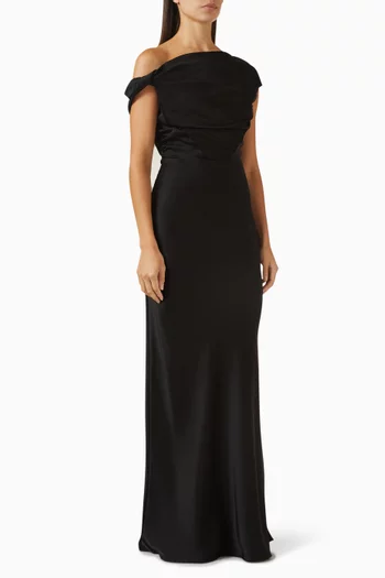 Davie Asymmetric Dress in Satin