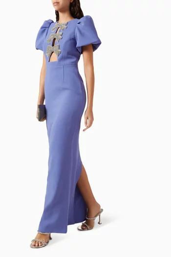 فستان سهرة فايوليتا بعقدة مرصعة بالكريستال كريب