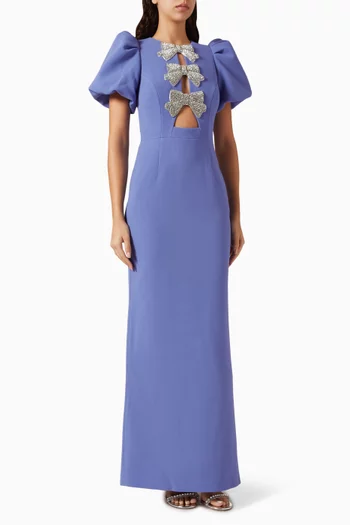 فستان سهرة فايوليتا بعقدة مرصعة بالكريستال كريب