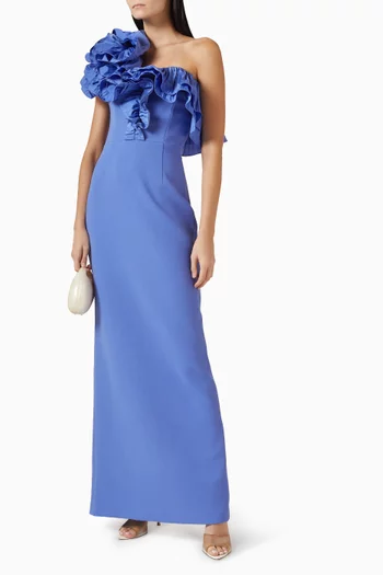 فستان سهرة ايلا بكتف مكشوف كريب