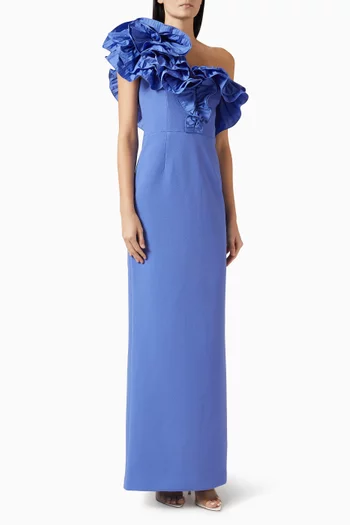 فستان سهرة ايلا بكتف مكشوف كريب