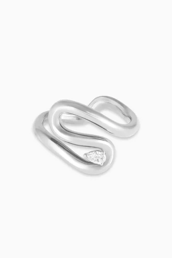 خاتم ويرل مرصع بالماس ذهب أبيض عيار 18