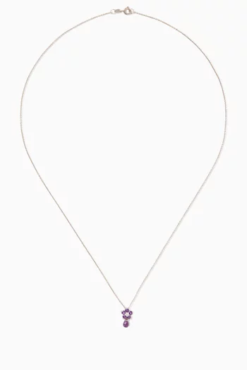 قلادة بدلاية على شكل وردة بلون بنفسجي ذهب أبيض عيار 18
