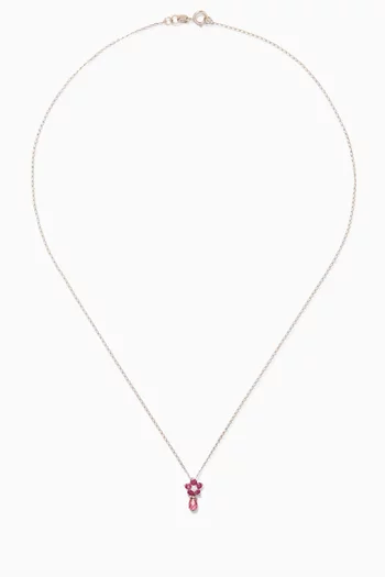 قلادة بدلاية على شكل زهرة مرصعة بالماس ذهب أبيض عيار 18