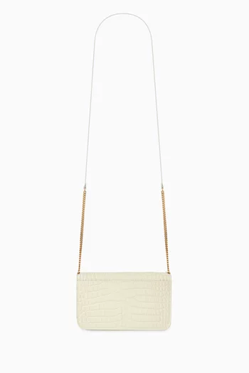 Cassandre Phone Holder in Croc-embossed Leather