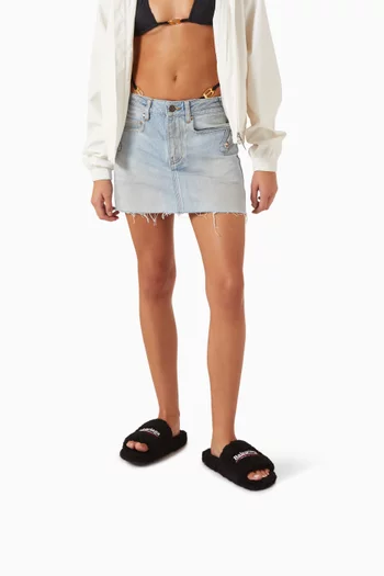 Political Campaign Furry Slide Sandals in Faux Shearling