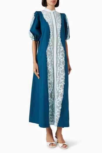 Legion Applique Shirt Midi Dress in Cotton Poplin