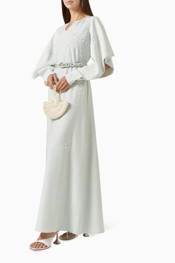 Scattered Beaded Belted Maxi Dress