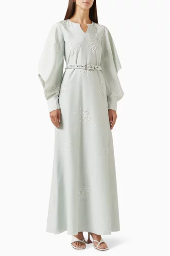 Scattered Beaded Belted Maxi Dress