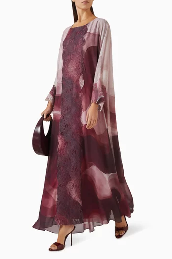 Printed Wave & Lace Kaftan
