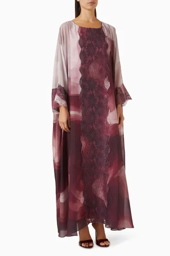 Printed Wave & Lace Kaftan
