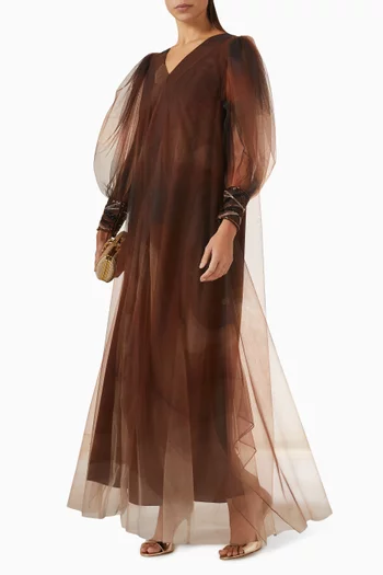 Embellished Wave Printed Maxi Dress