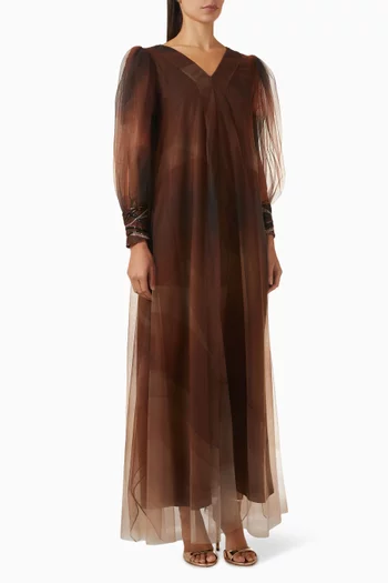 Embellished Wave Printed Maxi Dress