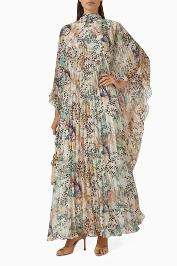 Floral-print Pleated Maxi Dress
