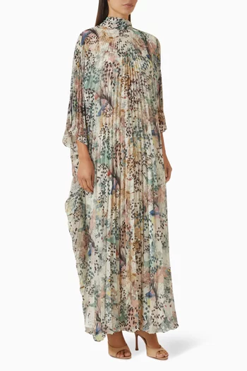 Floral-print Pleated Maxi Dress
