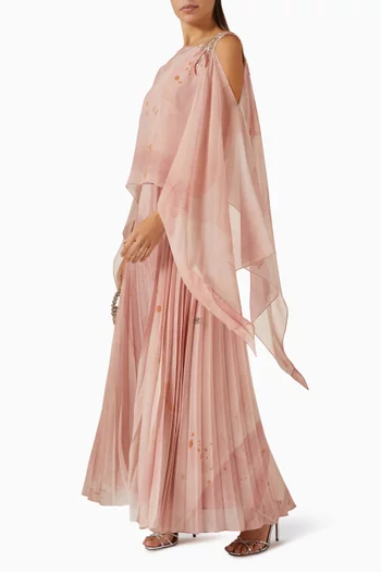 Embellished Pleated Maxi Dress