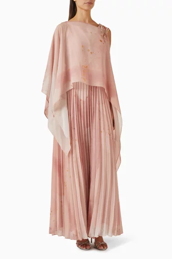 Embellished Pleated Maxi Dress