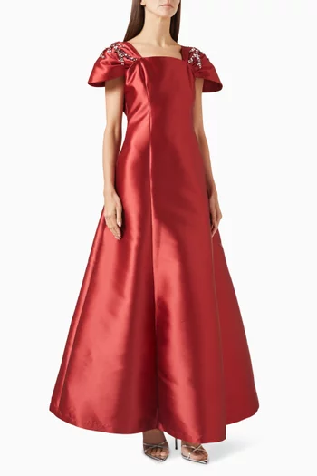 فستان سهرة بقصة منحوتة على شكل حرف A