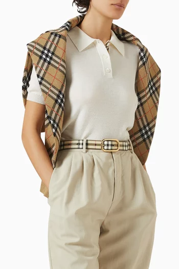 حزام بنقشة مربعات جلد صناعي