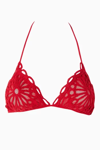 Scallop Crochet Knit Bikini Top
