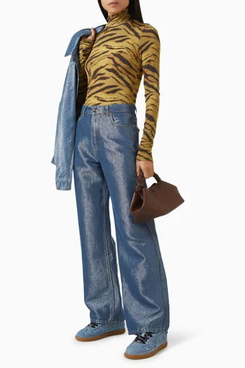 بنطال جينز إيزي منسوج من دينم لامع