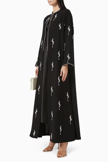 Bead-embellished Abaya in Polycrepe