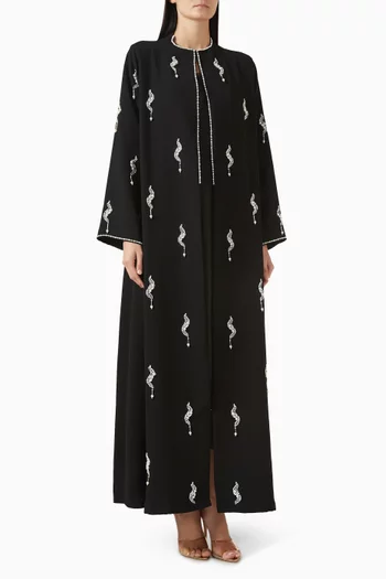 Bead-embellished Abaya in Polycrepe